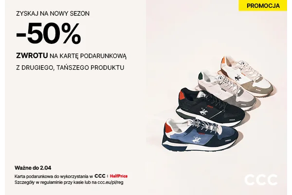                CCC - NA KARTĘ PODARUNKOWĄ -50% ZWROTU                       