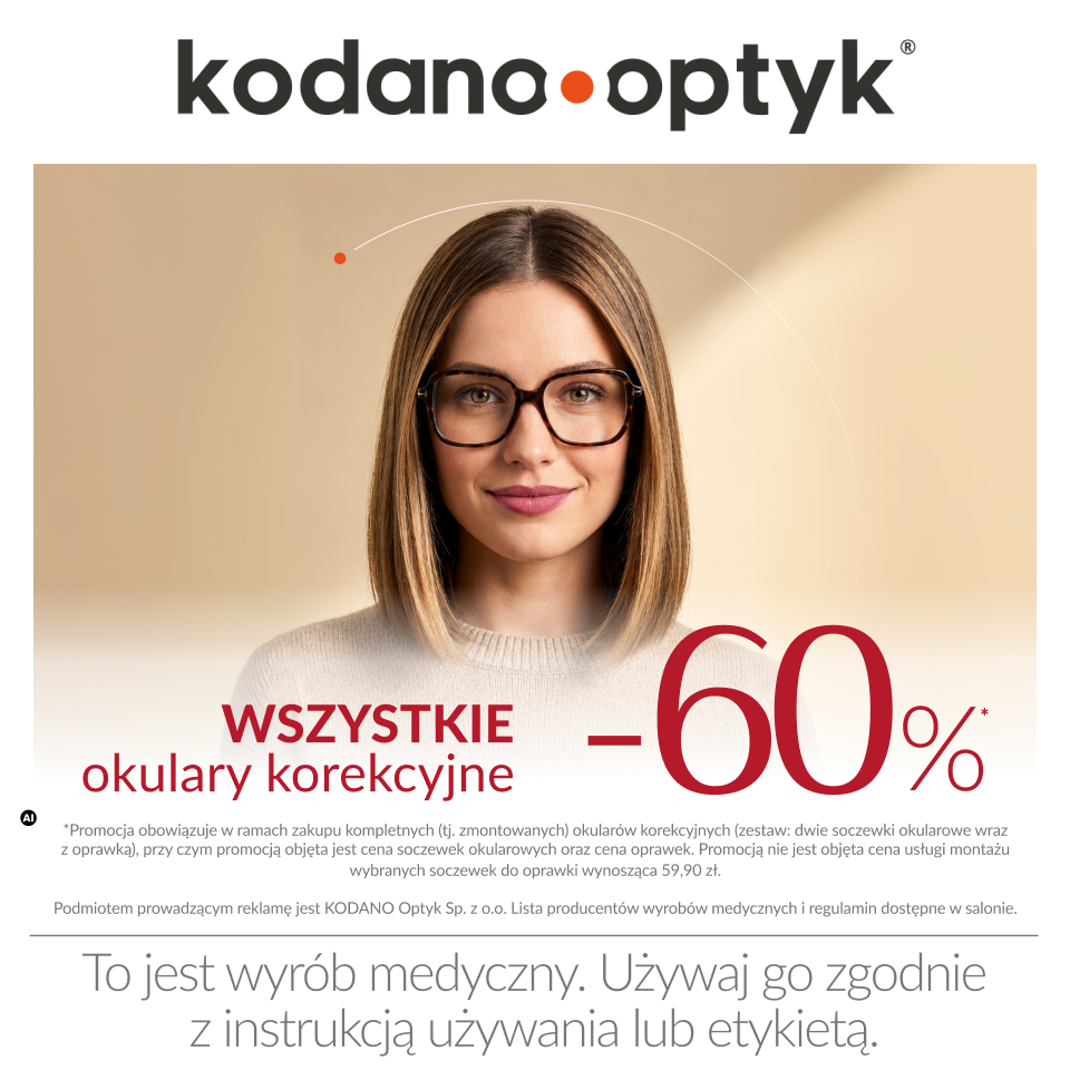 60% rabaty na wszystkie okulary korekcyjne w KODANO Optyk!